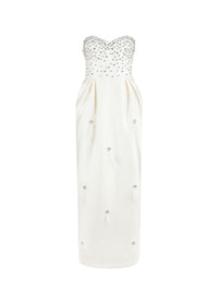 The Embellished Strapless Opera Maxi in Ivory
