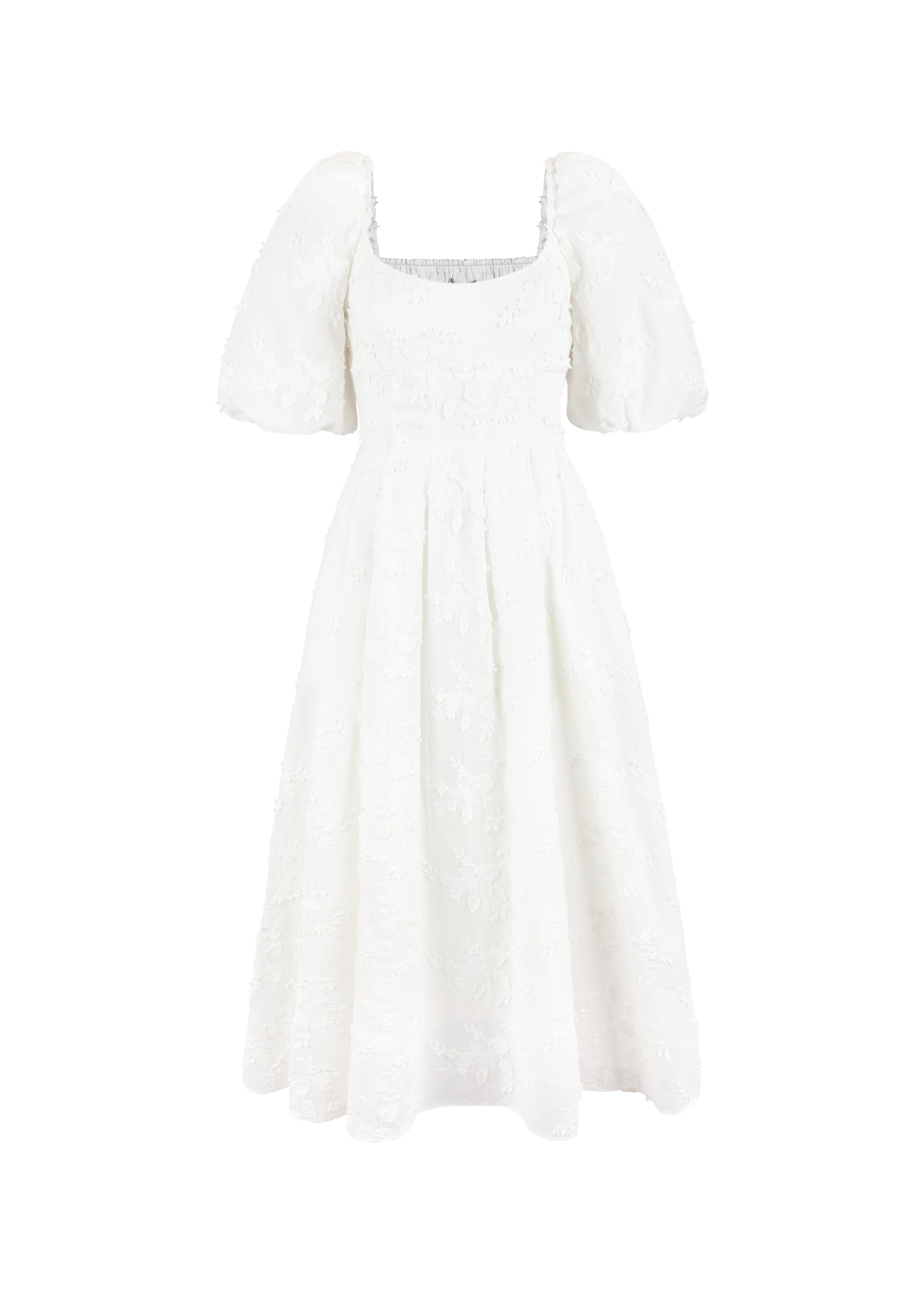 white formal midi dress with sleeves The Maiden Dress