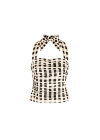 The Florence Halter Top in Black & Cream Gingham
