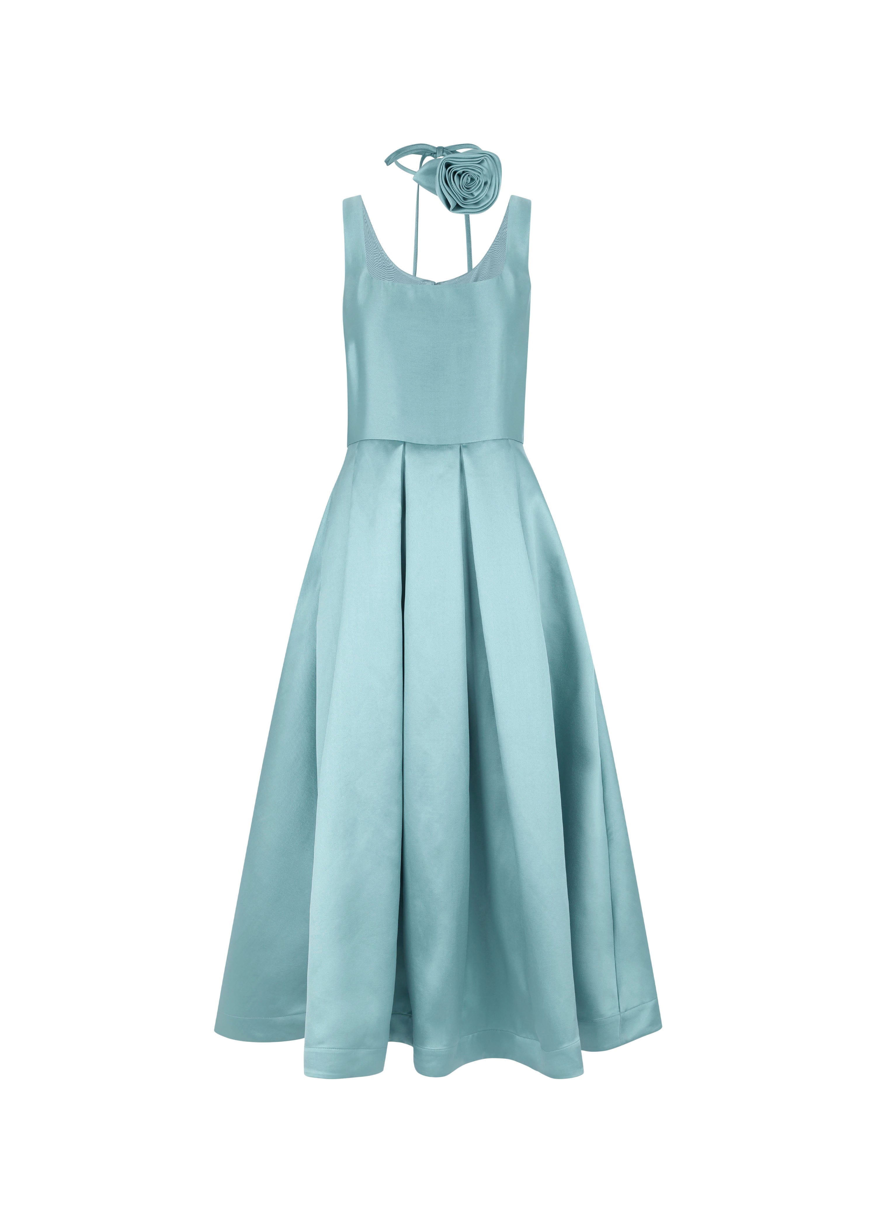 Vintage Inspired Blue A-line Midi Dress - The Heirloom Dress