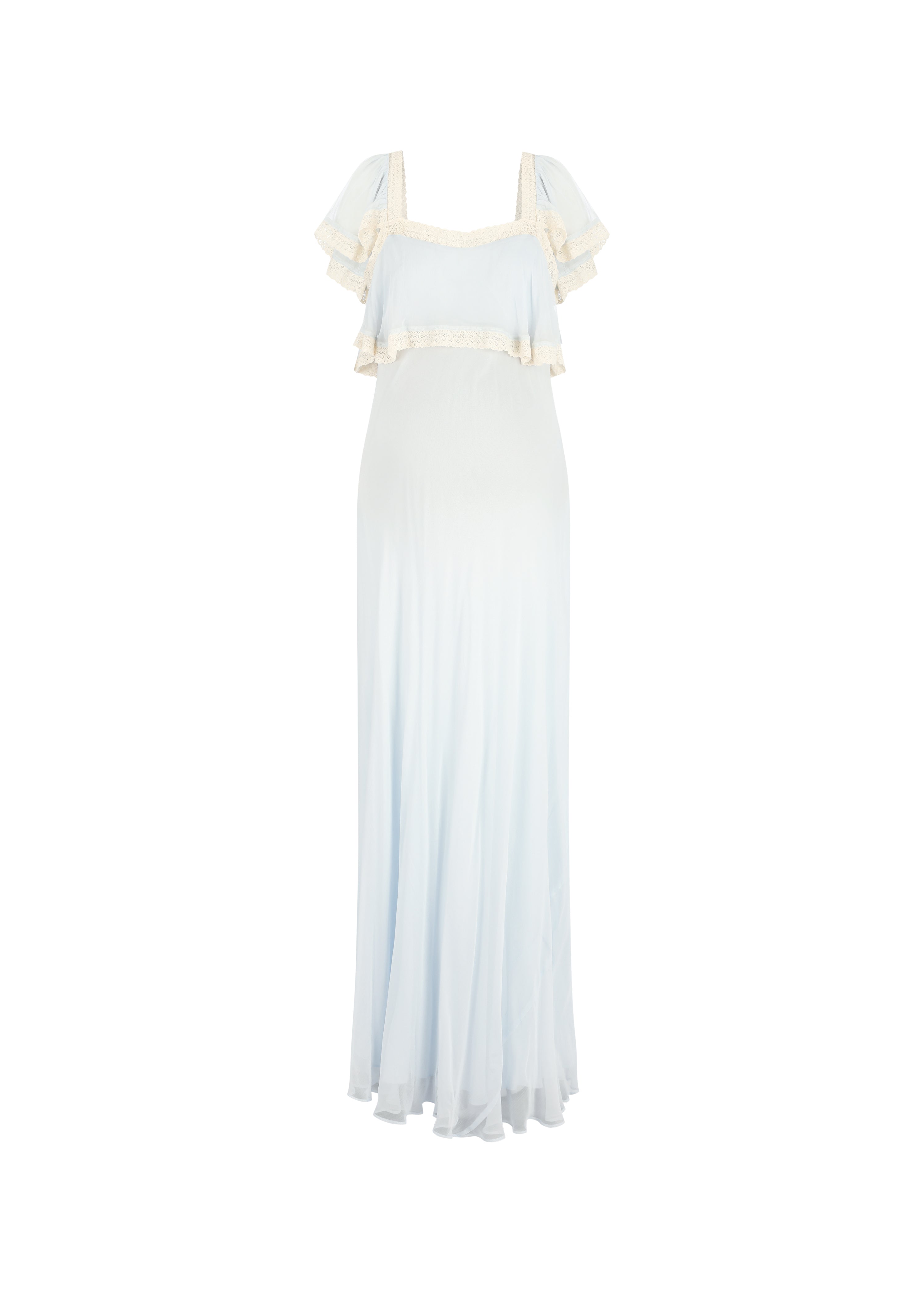 Blue Slip Flutter Sleeve Maxi - The Venus Bay Maxi Dress in Nantucket Breeze