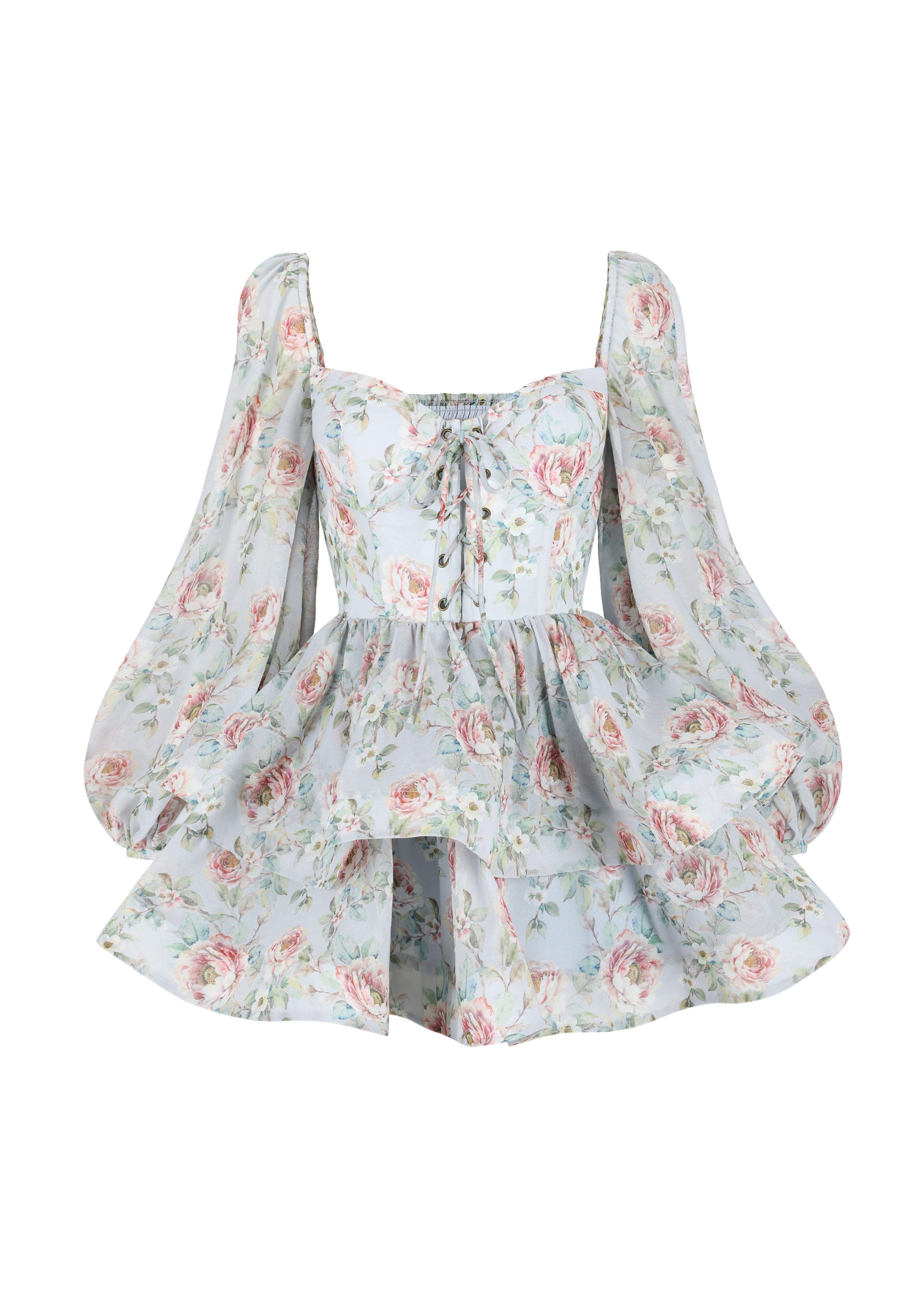 peony mini dress Layered Wavy Mini Dress in Peony Story
