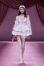 The Wavy Mini Dress in White Lace