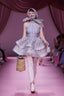 The Backless Wave Dress in Rosy and Blue Rose