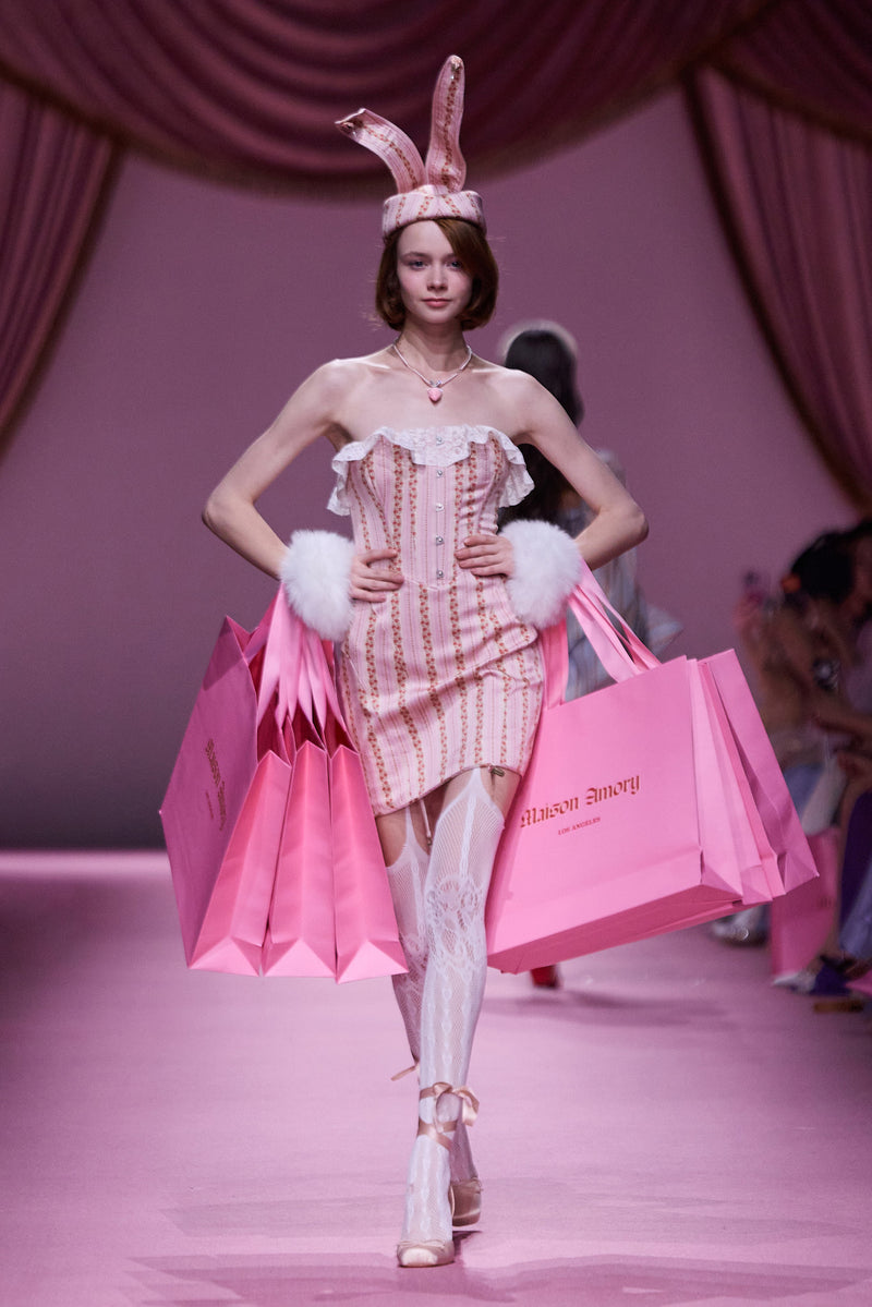 The Vintage Corset Dress in Rosy and Pink Rose