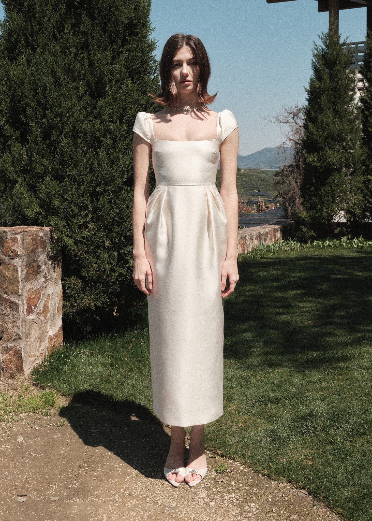 White Cap Sleeve Bridal Maxi Dress - The Belmont Dress | Maison Amory