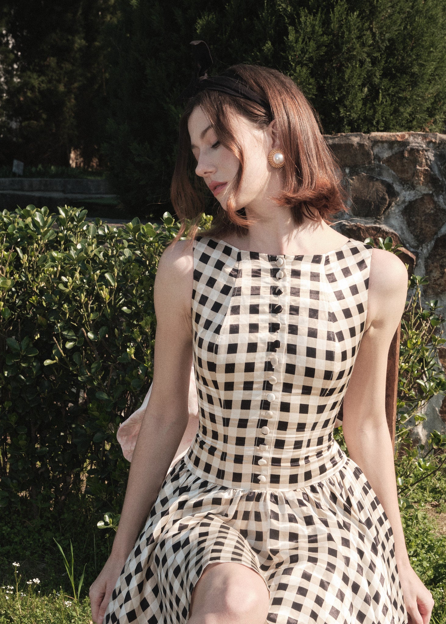 cream gingham dress Gabriella Cream Gingham Dress