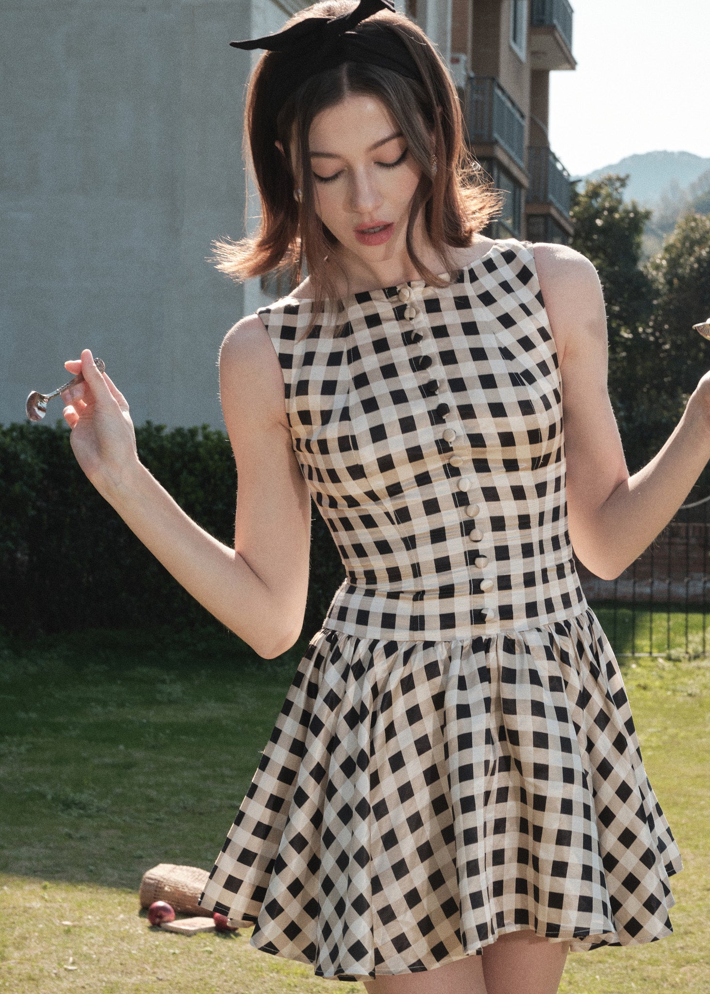 The Dhalia Dress in Black & Cream Gingham | Maison Amory 2X The Dhalia Dress in Black & Cream Gingham | Maison Amory 2X