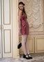The Tulip Mini Dress in Burgundy