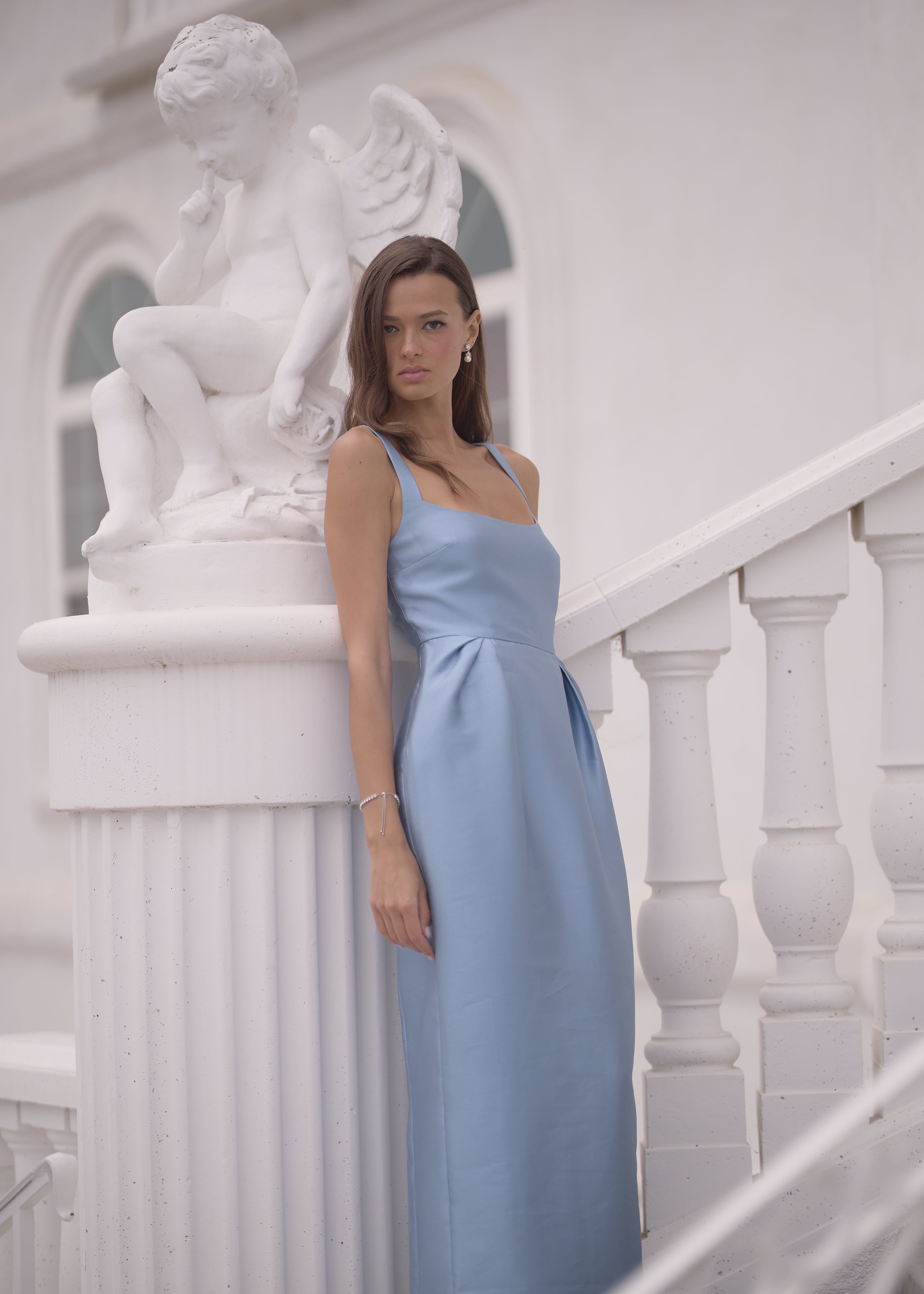 Blue Semi-Formal Maxi Bridesmaids Dress - The Tulip Dress