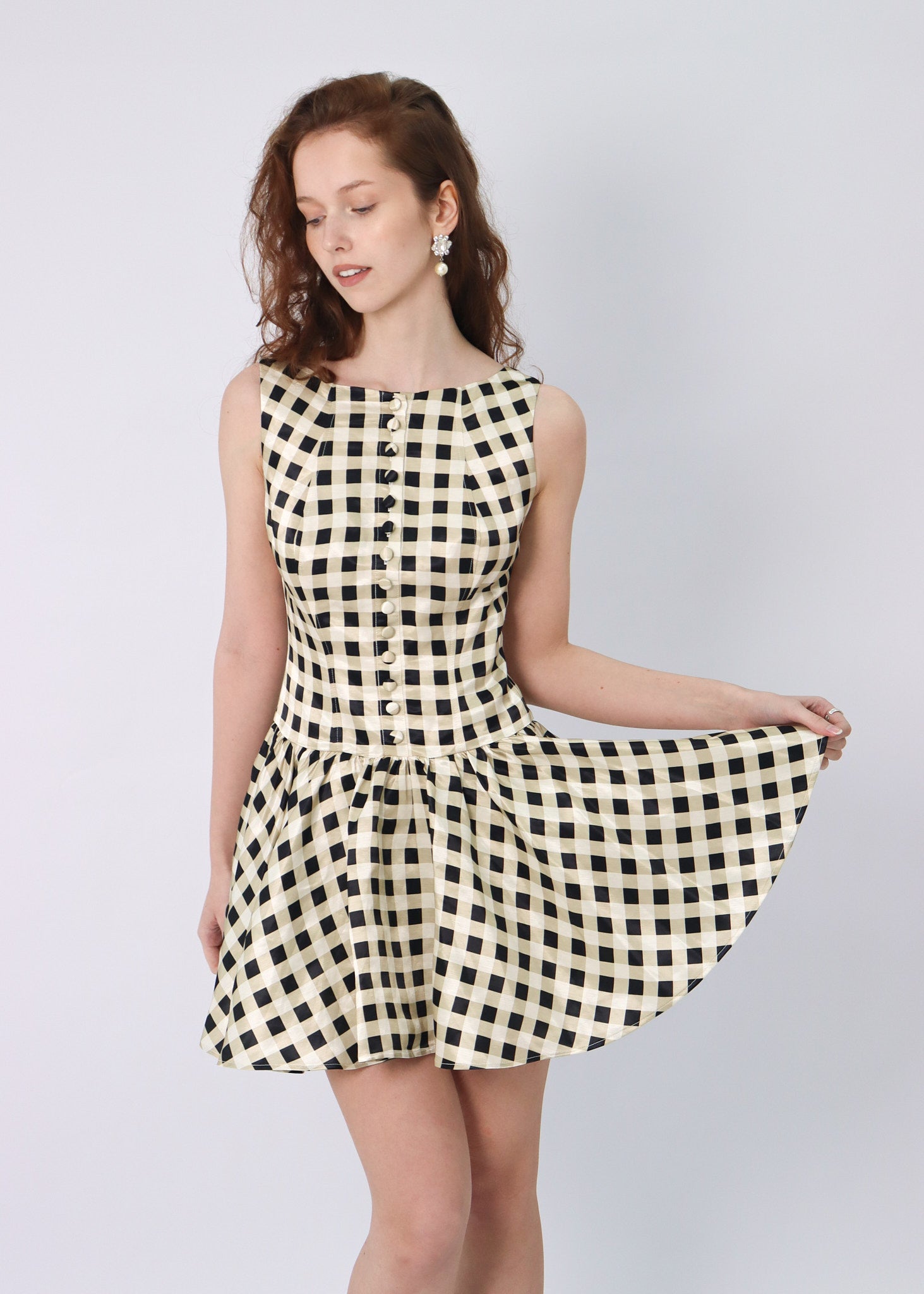 The Dhalia Dress in Black & Cream Gingham | Maison Amory 2X The Dhalia Dress in Black & Cream Gingham | Maison Amory 2X