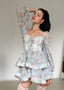 The Layered Wavy Mini Dress in Peony Story