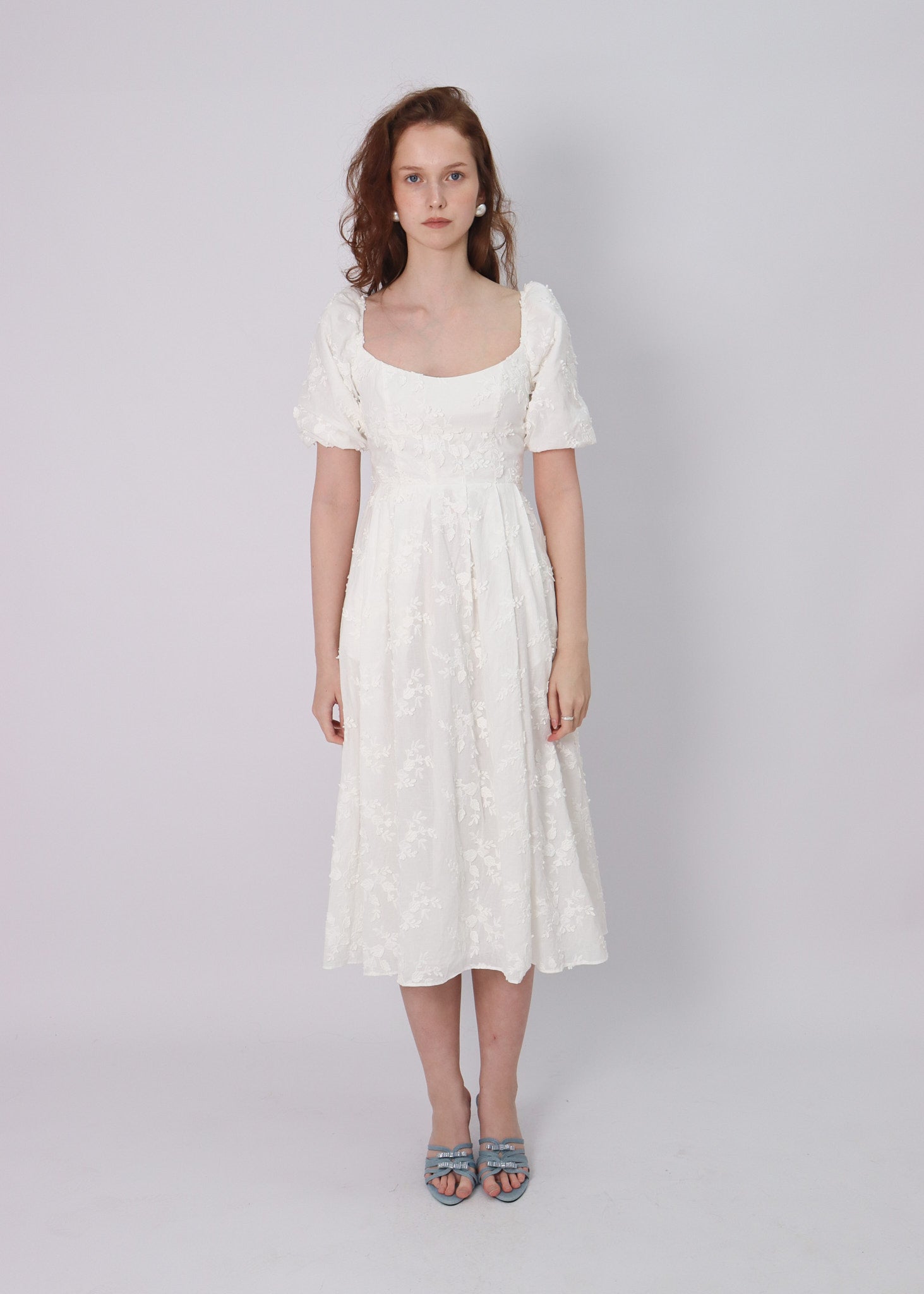 maison amory maiden short-sleeve jacquard midi dress Maison Amory Maiden Short-Sleeve Jacquard Midi Dress at MarketFair Shoppes in Princeton, NJ
