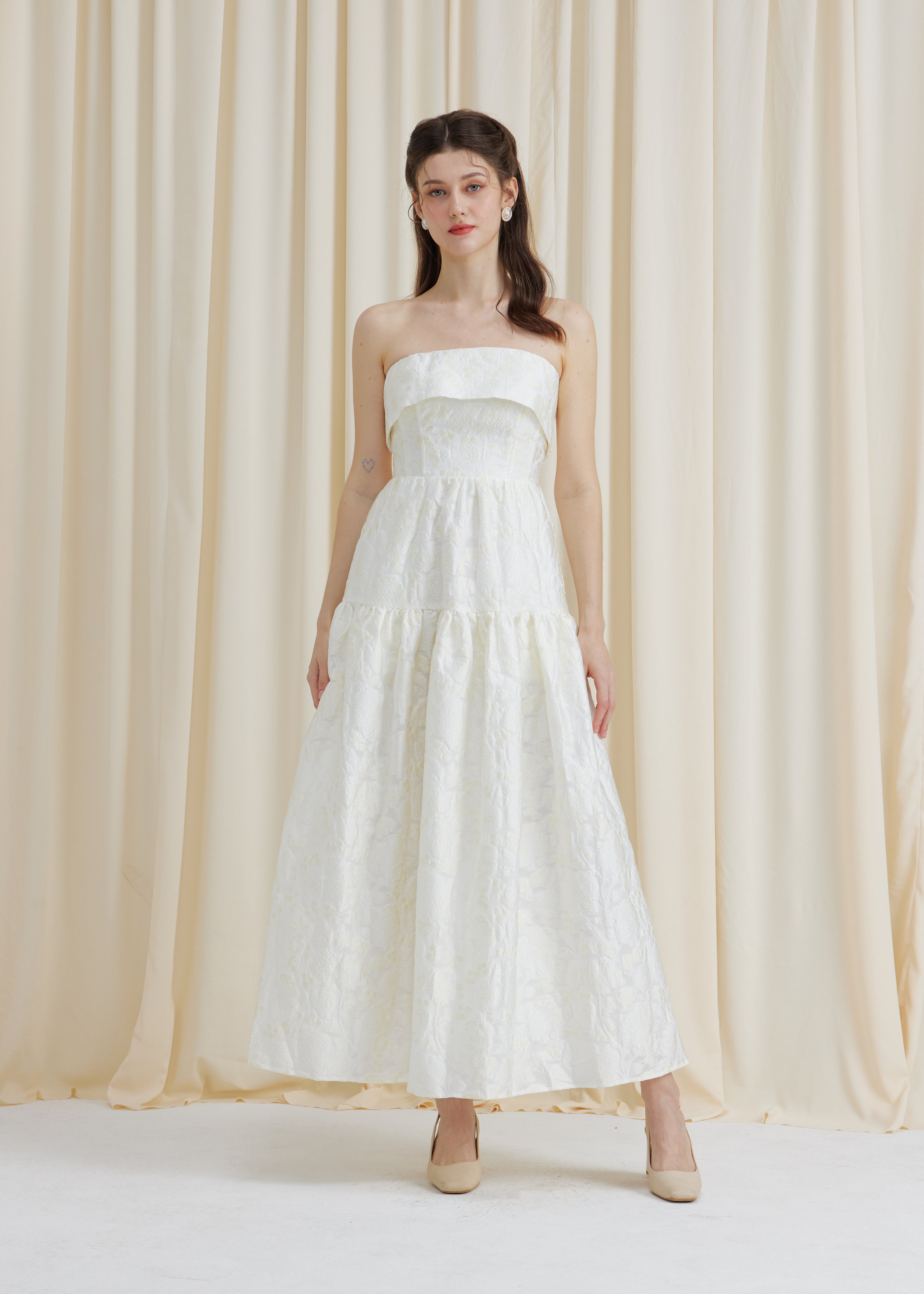 The Swan Lake Maxi Dress in Cream Custard | Romantic Styles by