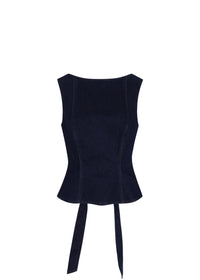 The Blooming Elegance Top in Dark Denim
