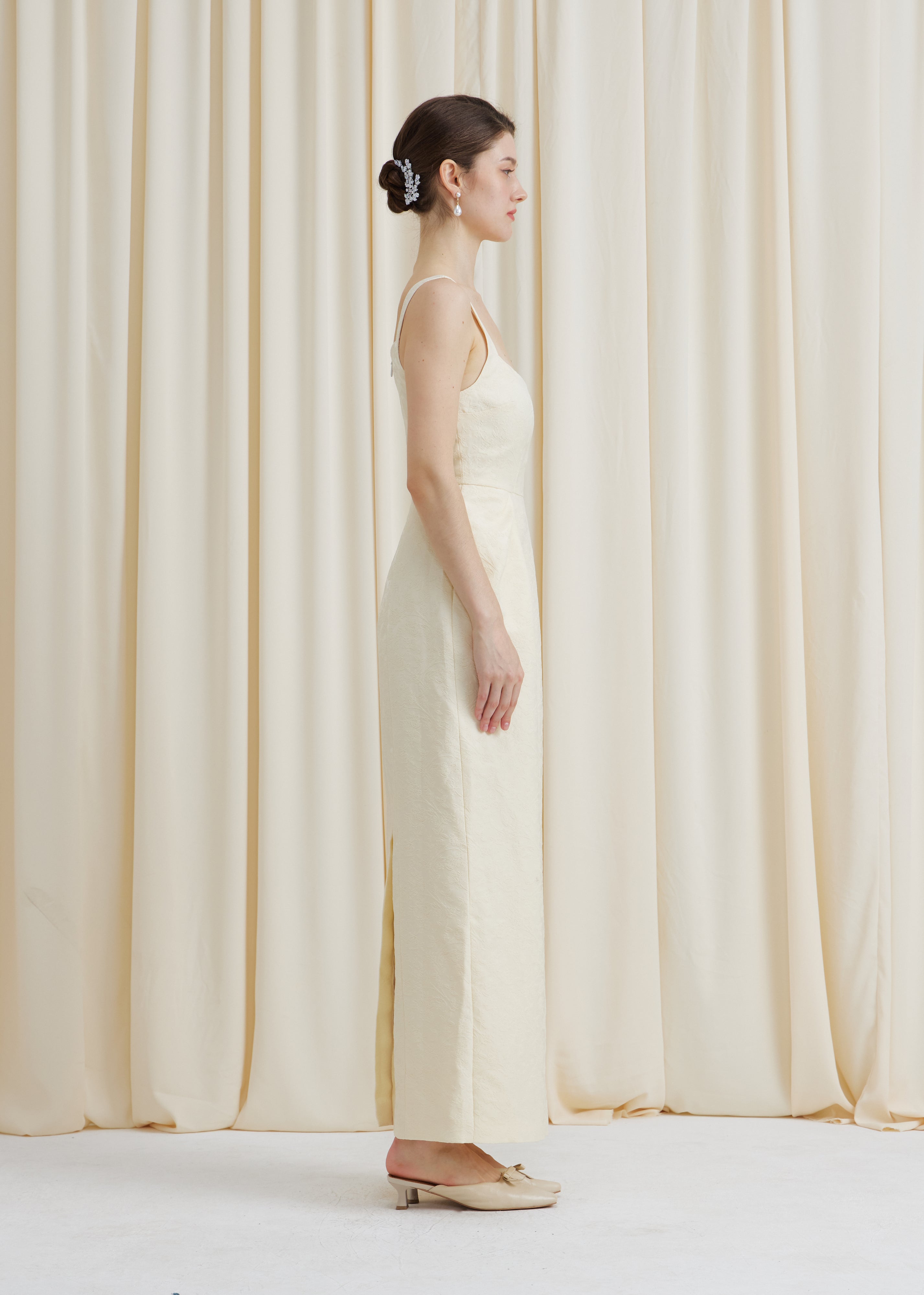 The Tulip Dress | Cream Maxi Silhouette | Maison Amory