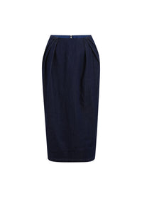 The Tulip Midi Skirt in Dark Denim