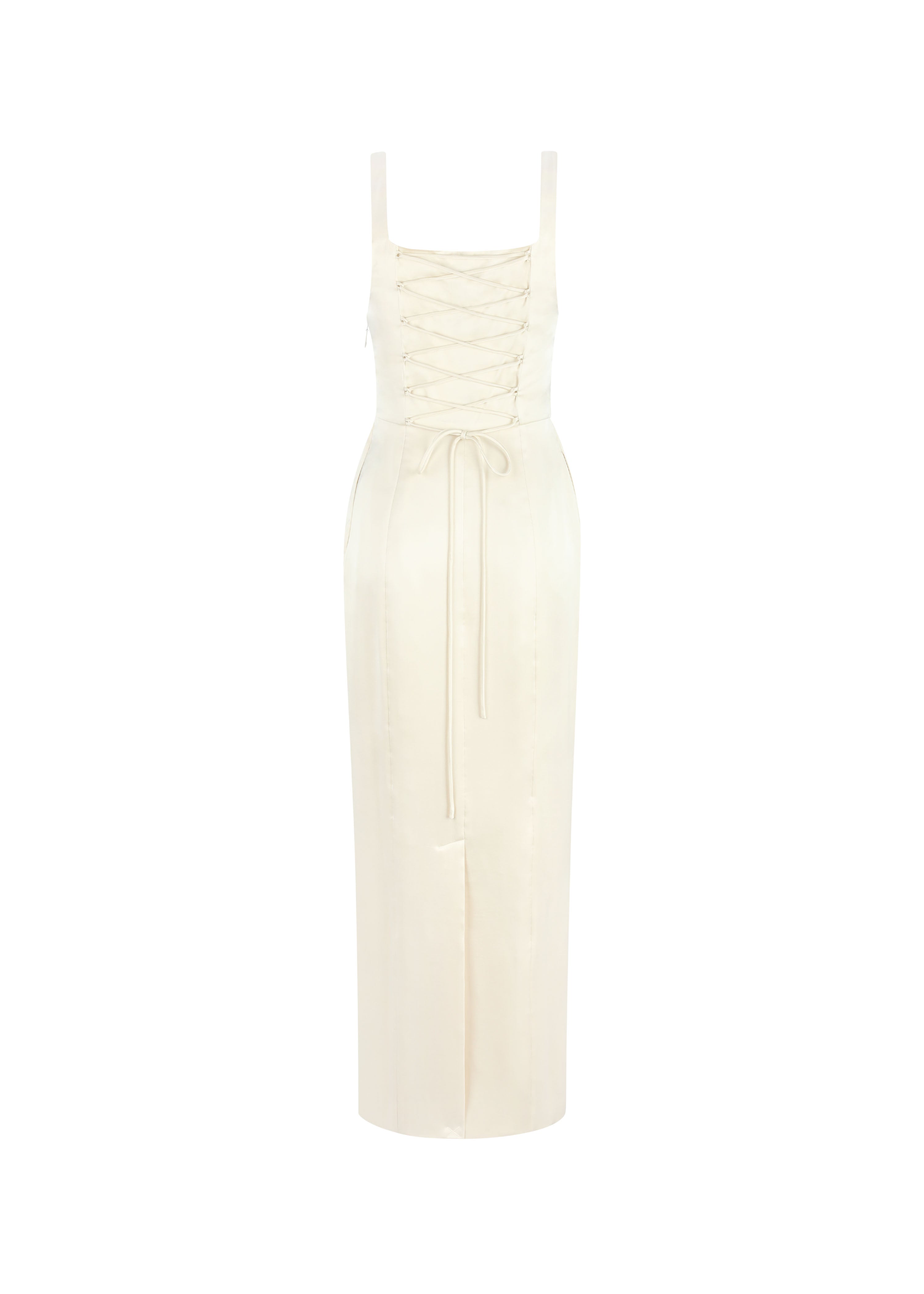 The Laced Up Tulip Dress in Vanilla | Maison Amory