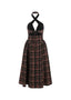 The Celesta Midi in Black Plaid Print