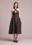 The Celesta Midi in Black Plaid Print