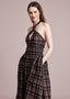 The Celesta Midi in Black Plaid Print