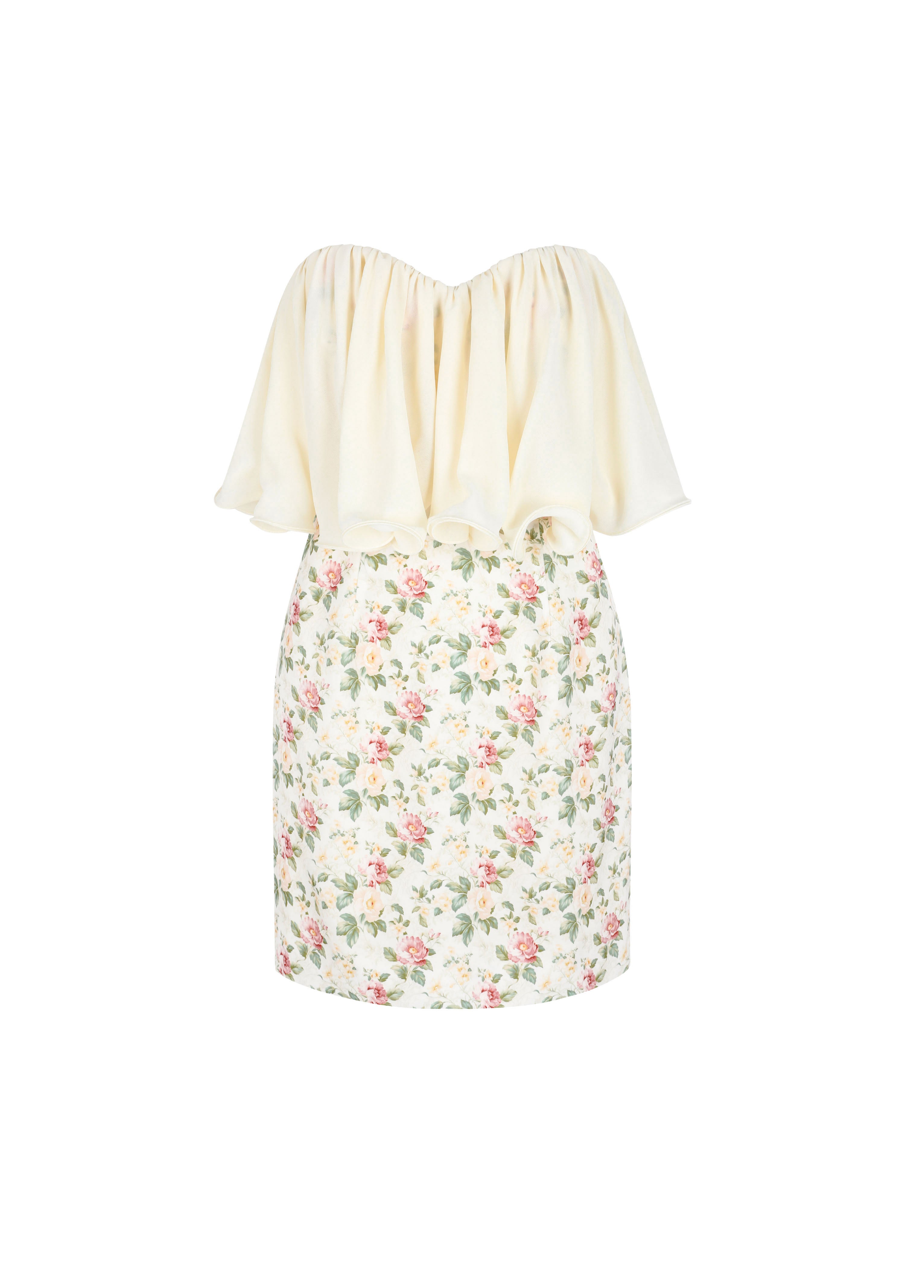 Vintage Cream Flower Strapless Dress | Floral Mini | Rin Label – Maison ...
