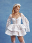 The Wavy Mini Dress in White Lace