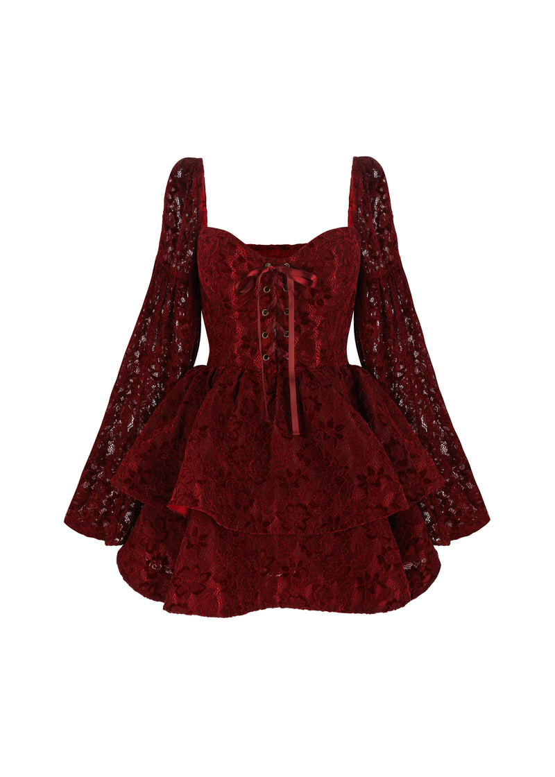 The Red Wine Satin and Lace Mini Dress