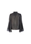 The Victorian Long Sleeve Chiffon Top in Brown and Gray