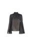 The Victorian Long Sleeve Chiffon Top in Brown and Gray