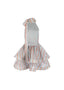 The Backless Wave Dress in Rosy and Blue Rose