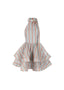 The Backless Wave Dress in Rosy and Blue Rose