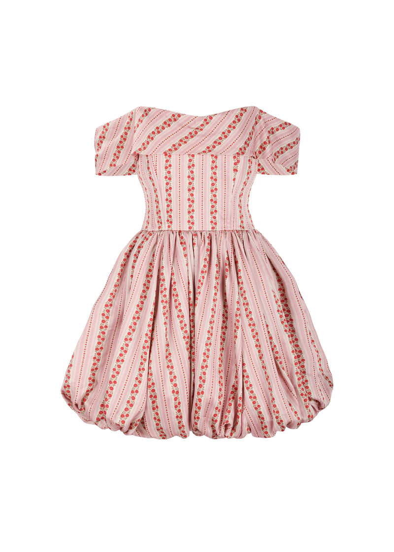 The Off-Shoulder Bubble Dress in Rosy and Pink Rose