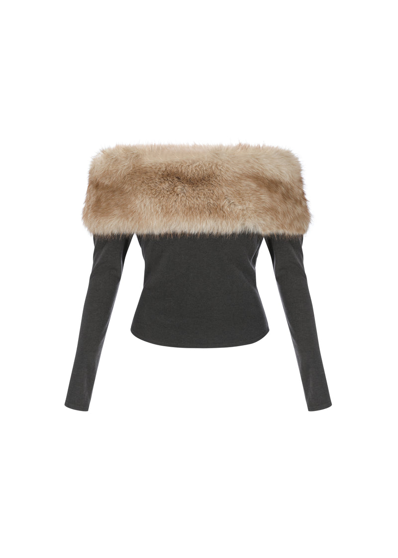 The Gray Knit & Fur Top