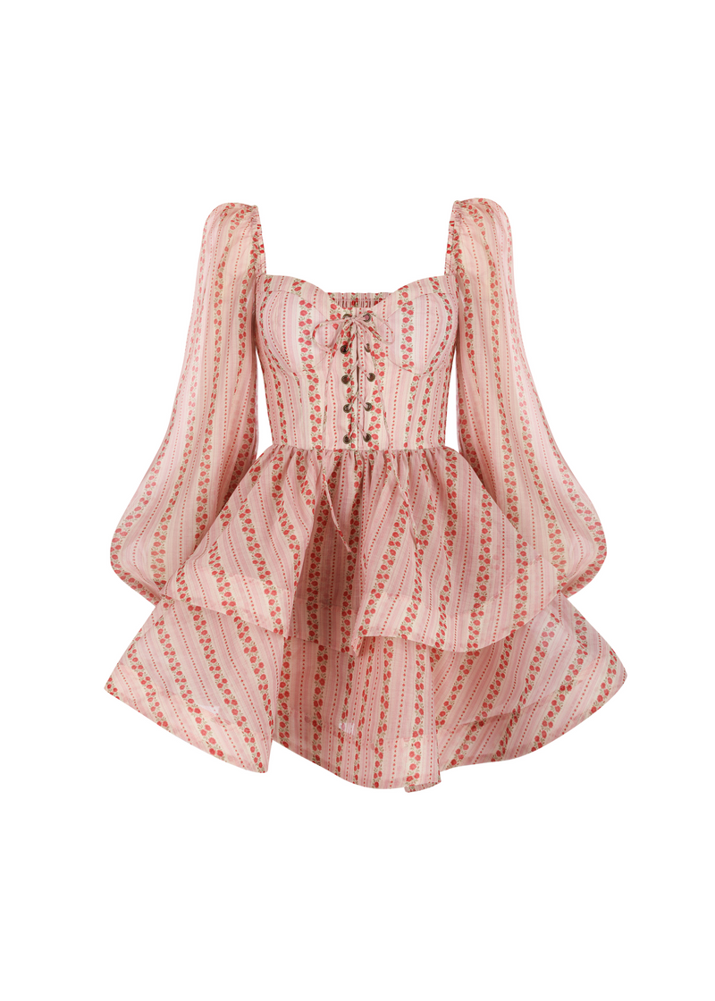 The Wavy Mini Dress in Rosy and Pink Rose