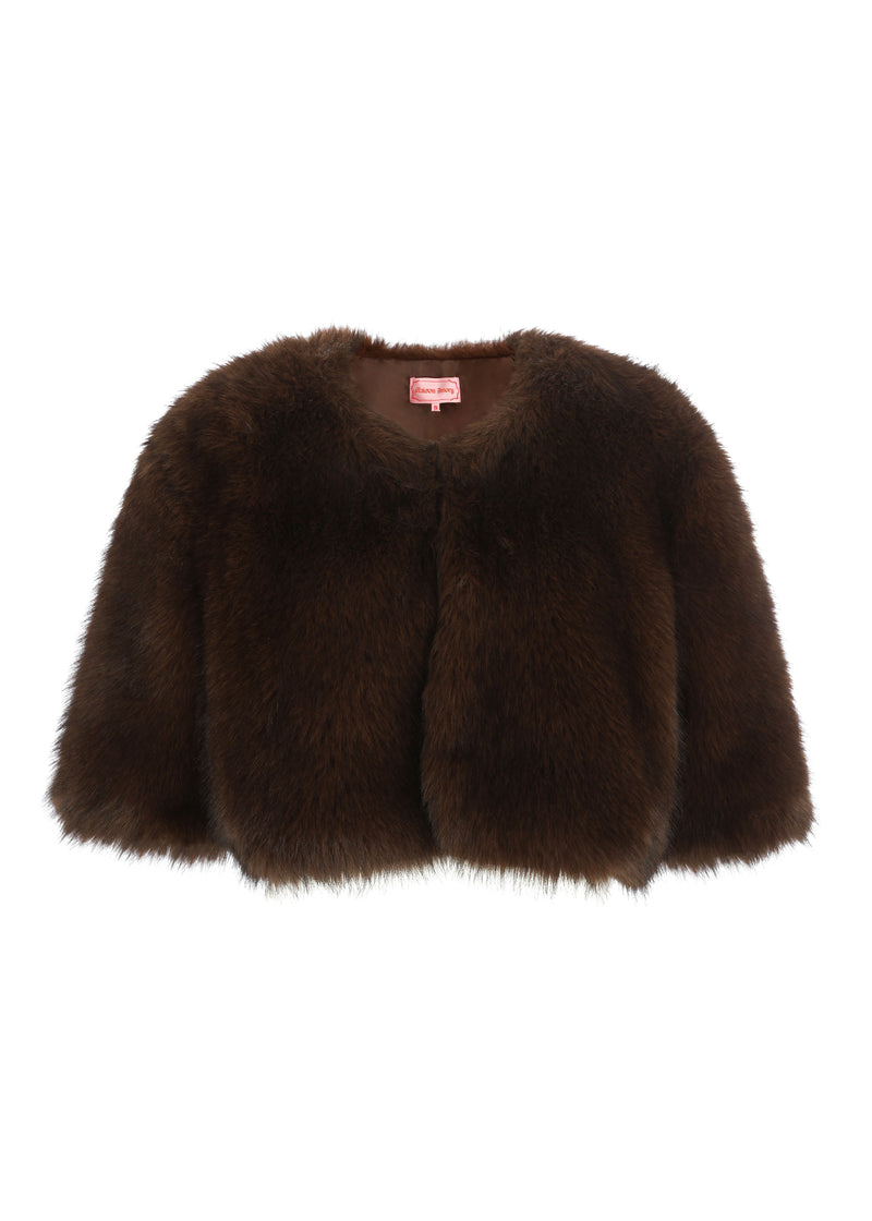 The Chocolate Faux Fur Crop Jacket
