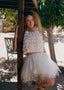The Lace Halter Crop Top in Cream