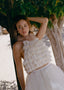 The Lace Halter Crop Top in Cream