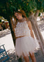 The Lace Halter Crop Top in Cream