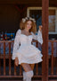 The Wavy Mini Dress in White Lace