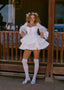 The Wavy Mini Dress in White Lace