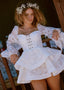 The Wavy Mini Dress in White Lace