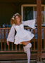 The Wavy Mini Dress in White Lace