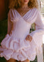 The Chiffon Puff Cloud Mini Dress in Blush Pink