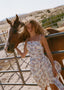 The Draped Cami Dress in Cat Banknote