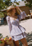 The Wavy Mini Dress in Rosy and Blue Rose