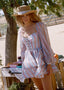 The Wavy Mini Dress in Rosy and Blue Rose