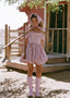 The Off-Shoulder Bubble Dress in Rosy and Pink Rose