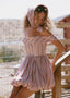 The Off-Shoulder Bubble Dress in Rosy and Pink Rose