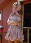The Off-Shoulder Bubble Dress in Rosy and Pink Rose